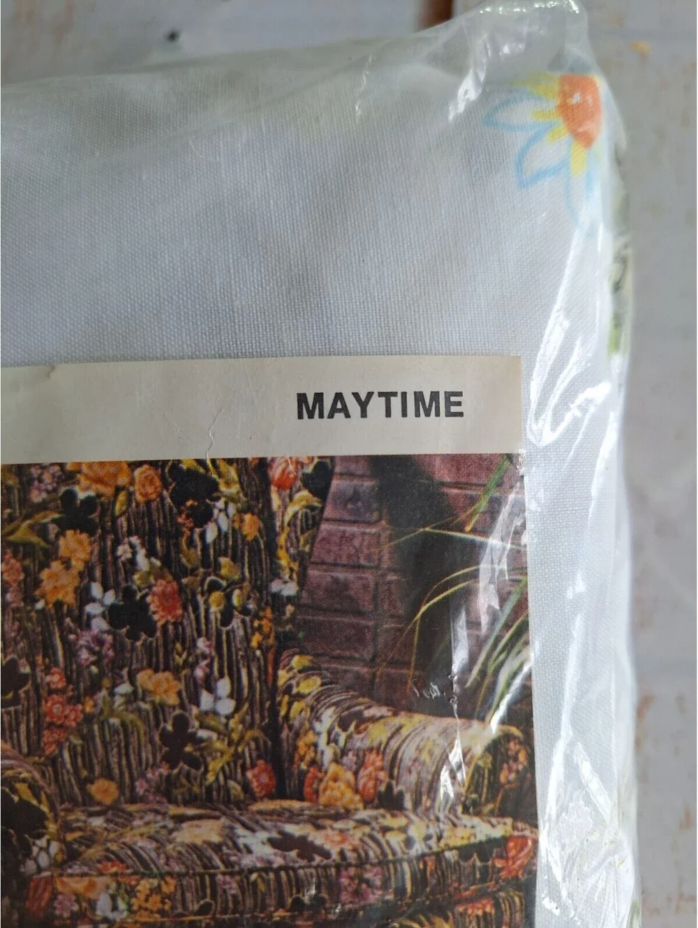 Vintage Morgan Jones Maytime Double Fitted Sheet NEW Yellow Floral 54